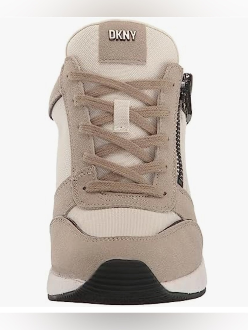 DKNY Kaden Lace-Up Zip Wedge Sneakers - Pebble/Toffee - Size 7.5 - Picture 3 of 10